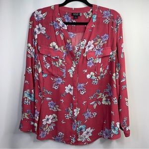 ⭐️5 for $20⭐️ A.N.A. Floral pink button up blouse. Size Petite XL